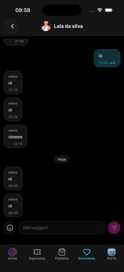 App Pela Noite — chat após o match