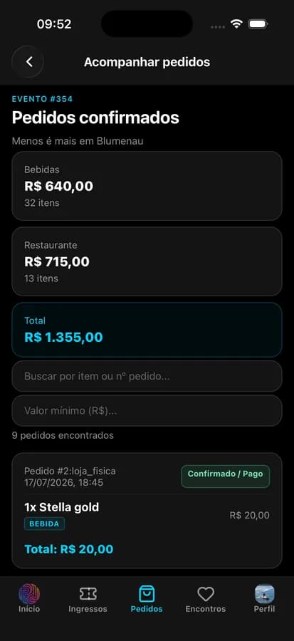 App Pela Noite — pedidos confirmados